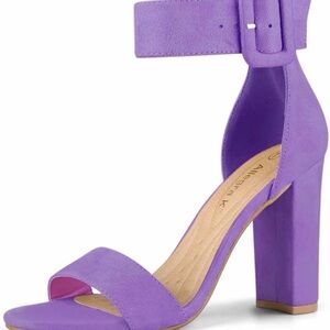 Allegra K Ankle Strap Purple Heels